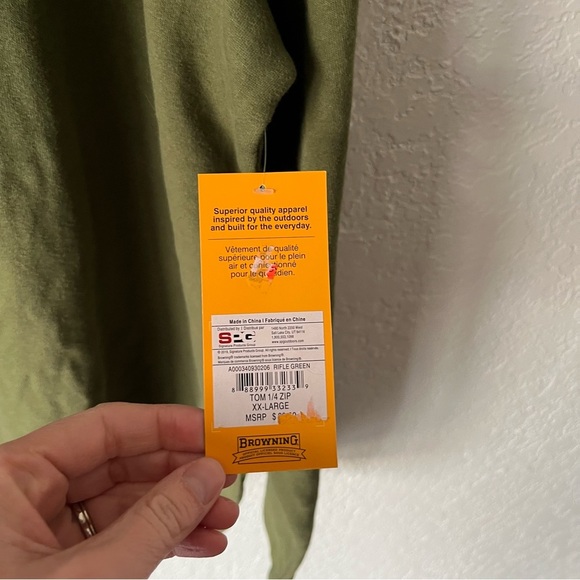 Browning Pullover Men's 2X Green Tom 1/4 Zip Sweatshirt NWT - Picture 9 of 10